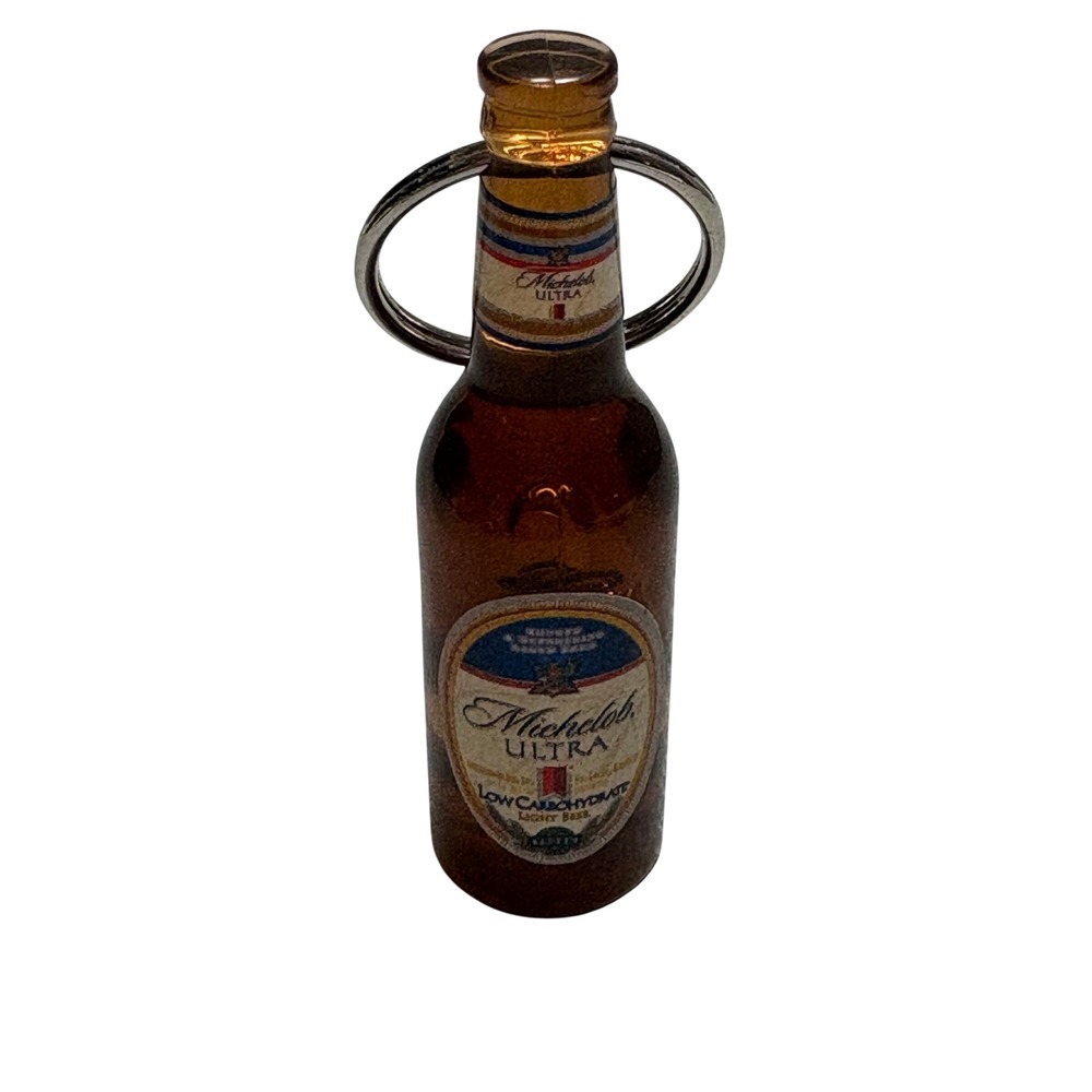 Michelob Ultra Beer Bottle Keychain with Integrated Bottle Opener Brown 3 Inch